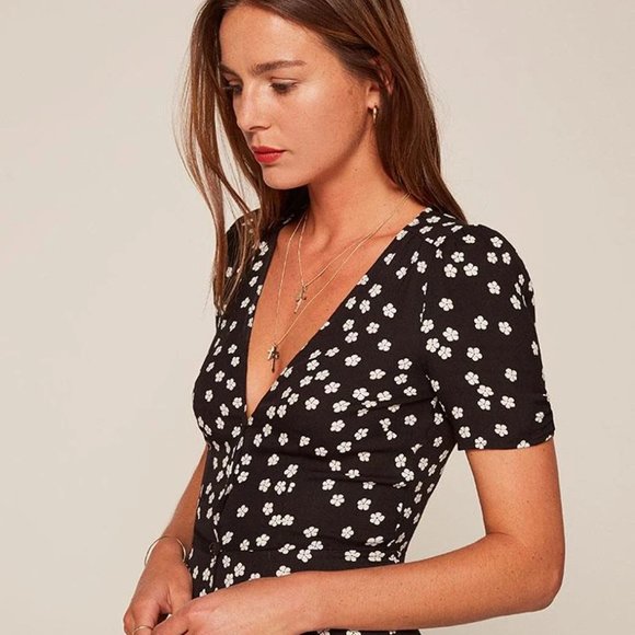 Reformation France Jumpsuit Navy Blue Floral 0 - Picture 3 of 6